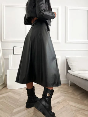 Melni EKO ādas svārki