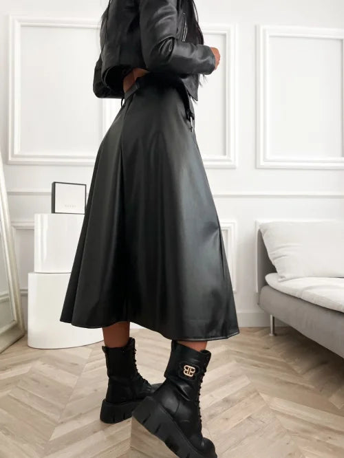 Melni EKO ādas svārki