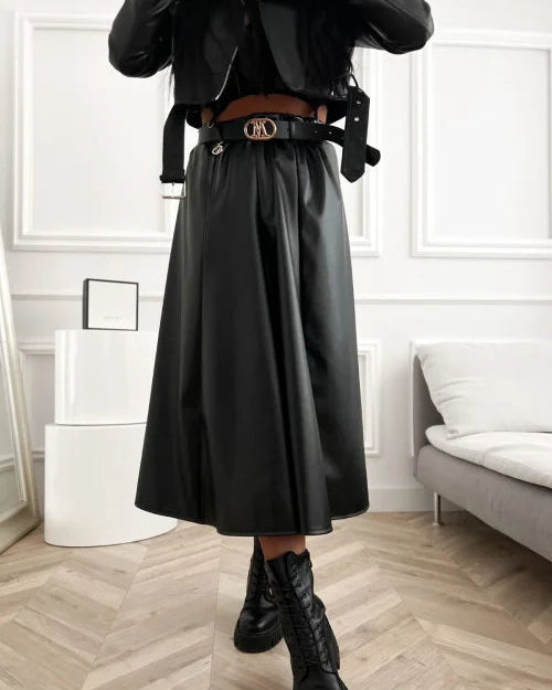 Melni EKO ādas svārki