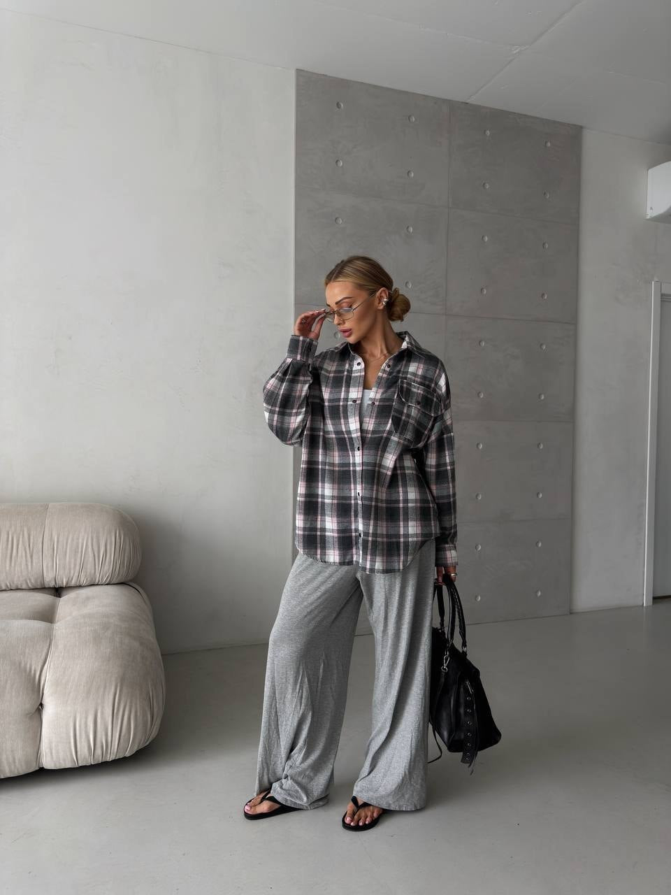 Oversize rūtots flaneļa krekls