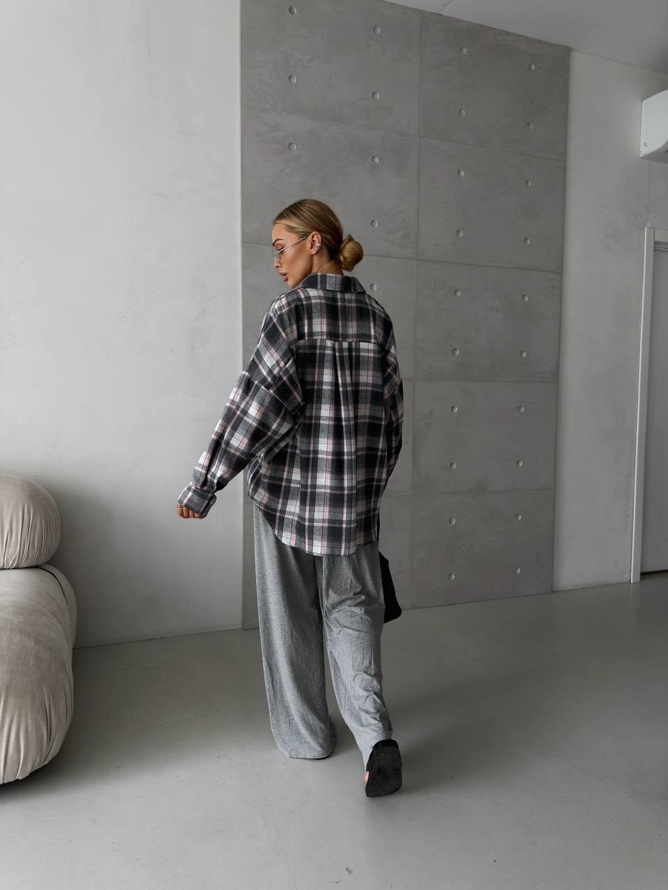 Oversize rūtots flaneļa krekls