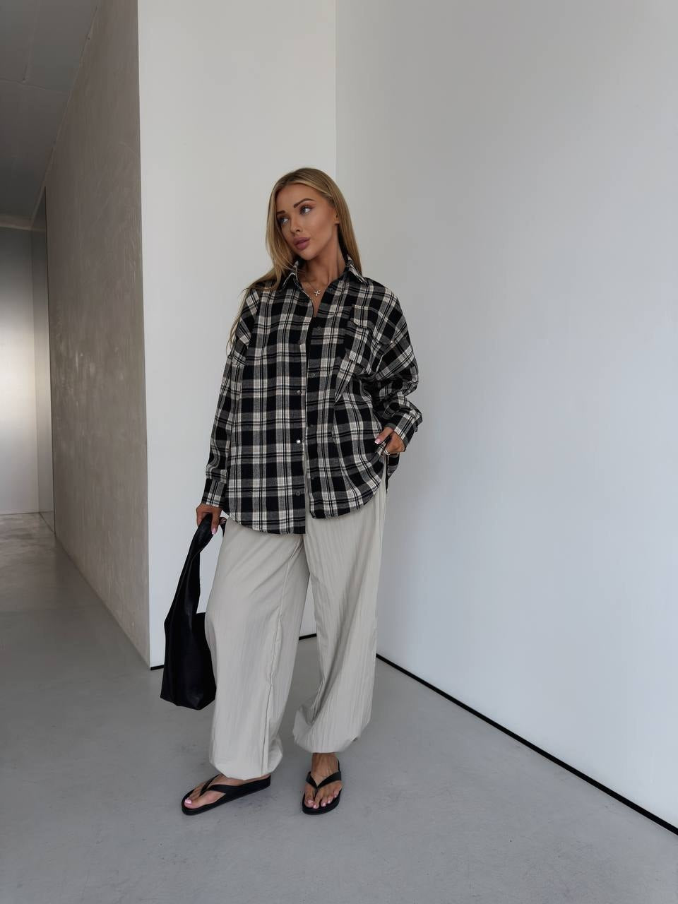 Oversize rūtots flaneļa krekls