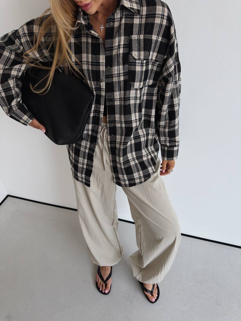 Oversize rūtots flaneļa krekls