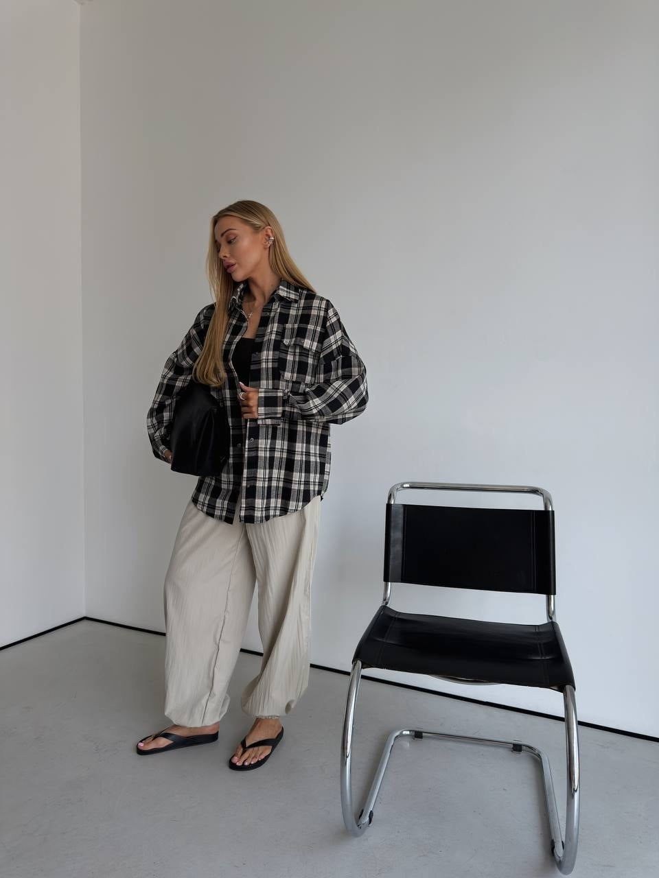 Oversize rūtots flaneļa krekls