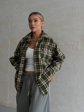 Oversize rūtots flaneļa krekls