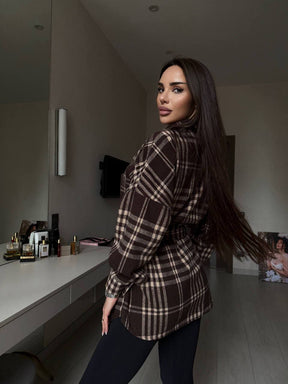 Rūtains krekls ar jostu