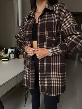 Rūtains krekls ar jostu