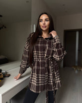 Rūtains krekls ar jostu