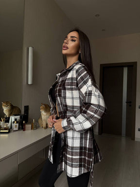 Rūtains krekls ar jostu